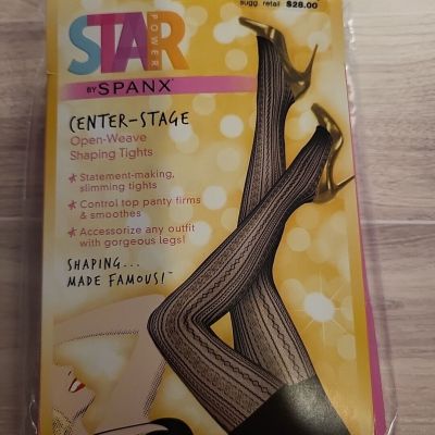 Star Power By Spanx Open-Weave Shaping Tights In Boudoir Size B New