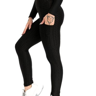 Plu Size Scrunch Leggings Women Black Anti-Cellulite Leggin High Waist Fitness L