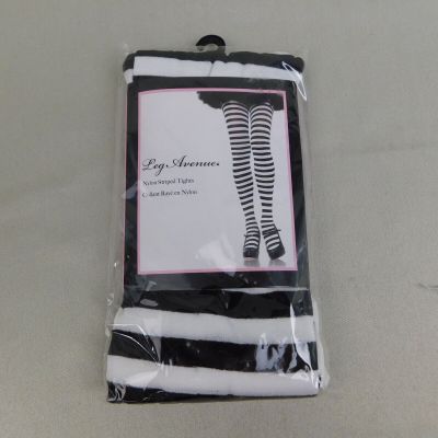 Leg Avenue Nylon Striped Tights Halloween Costume Accessory Black-White #2392