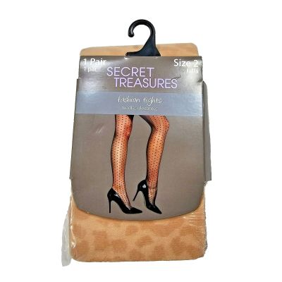 Secret Treasures Animal Pattern Fashion Tights Nylon Pantyhose Size 2 Nude Beige