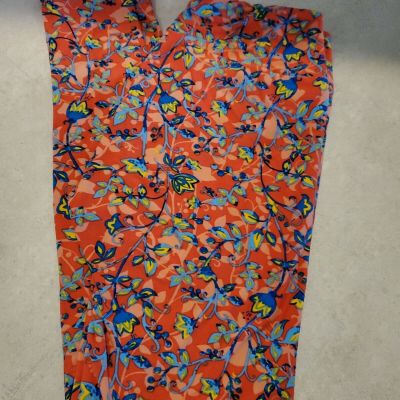 LuLaRoe Leggings Floral Bright Pink Blue Yellow Floral OS NWOT