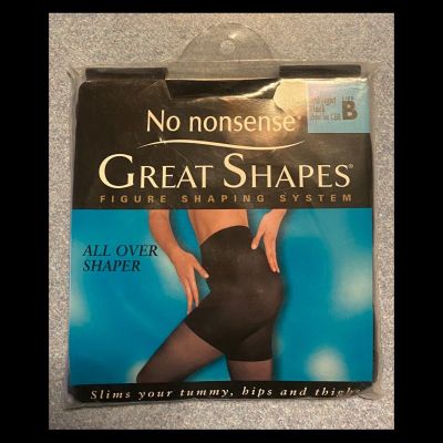 No Nonsense Great Shapes Body Shaping Pantyhose Size B Midnight Black Sheer Toe