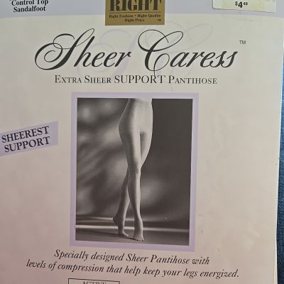 Sheer Caress Control Top QUEEN 4X Pantyhose OFF BLACK Sheerest Support JCPenney