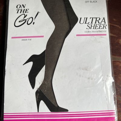 On the Go! Pantyhose Hose Size Queen 3 Color Off Black Sheer Toe Ultra Sheer