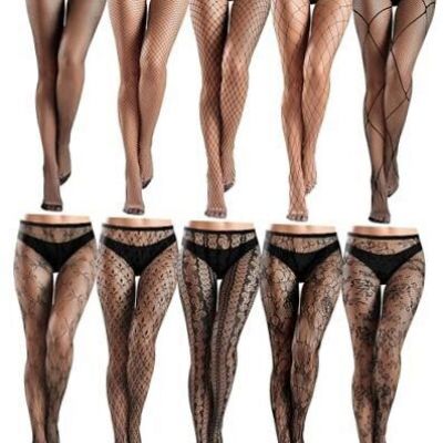 10 Pairs Womens Skull Fishnet Stockings Goth Tights High Waist Black Vintage