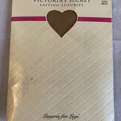 Vtg Victorias Secret Lasting Luxuries Control Top Pantyhose Buff Sz Large