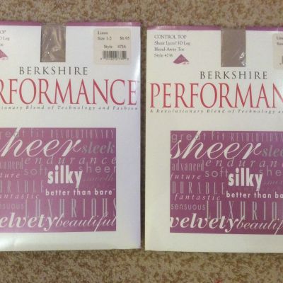 Berkshire Performance Sheer lycra leg Control top pantyhose. Size 1-2. Beige