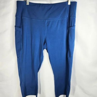 AVIA Blue Elastic Waist Pull On Capri Athletic Leggings w/Pockets Plus Size XXXL