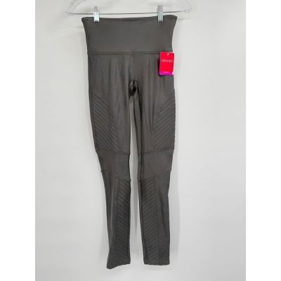 NWT $110 SPANX Gunmetal Gray Faux Leather Moto Leggings Pants Sz M