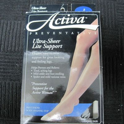 Activa Pantyhose Light Compression Ultra Sheer 9 12 Mm Hg. Black Size B