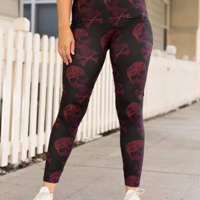 Ombre Skulls Leggings with Pockets