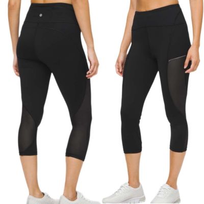 Lululemon Always Airy High-Rise Run Crop Leggings Size 4 Flawed Mesh