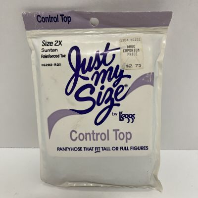 Vtg Just My Size L’eggs Pantyhose Reinforced Toe Control Top Suntan Size - 2X