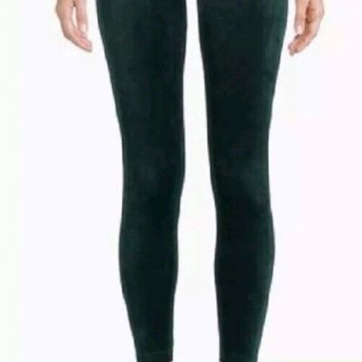 TIME & TRU Full-Length Wide Waist Green Stretch Velour Leggings Size XXL (20)