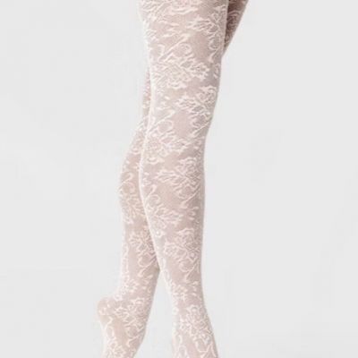 A New Day Women's Cream (Tofu) Cross Stitch Fashion Tights Sz: S/M 100-150 lbs.