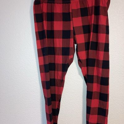 Women’s Leggings Size XXXL (21)good Shape Red Black Checkered Pattern