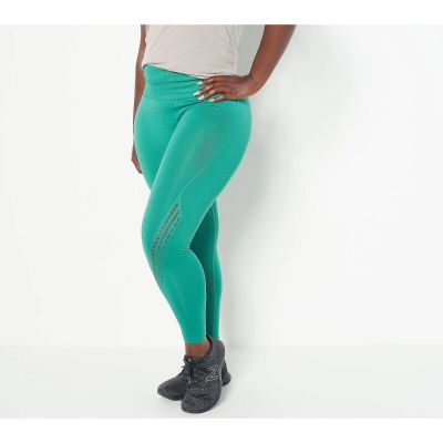 Zuda Regular Seamless Ribbed Waistband Leggings Size 4X 5X Alpine Green Yoga NEW