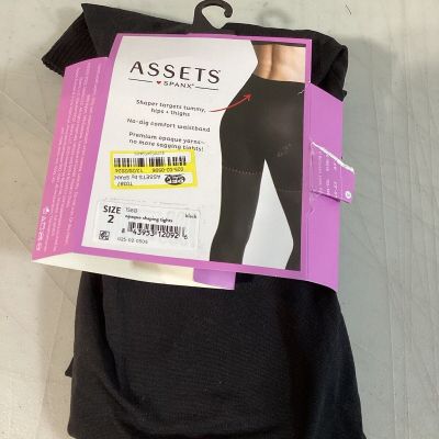 Spanx Assets Size 2 Black Opaque Shaping Tights Black W/Built-In Shaper New