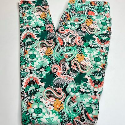 NEW LuLaRoe OS Leggings GREEN CORAL BLACK Bold Flower BANDANNA PAISLEY BOTEH Dot