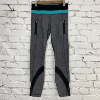 Lululemon Inspire Tight II Mesh Leggings Size 4 Heathered Black Blue Tropics