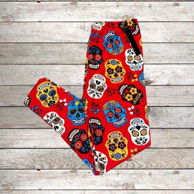 Women’s Leggings Plus Size 3X-4X NWT Sugar Skull Print Stretchy Buttery Soft