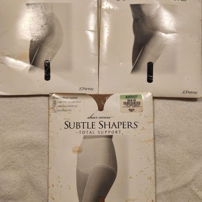 3 pr NIP JC Penney Sheer Caress Subtle Shapers Average 1 sand 40 & 2  blk velvet