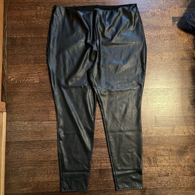 Halogen Black Faux Vegan Leather Pull On Leggings Size 3X