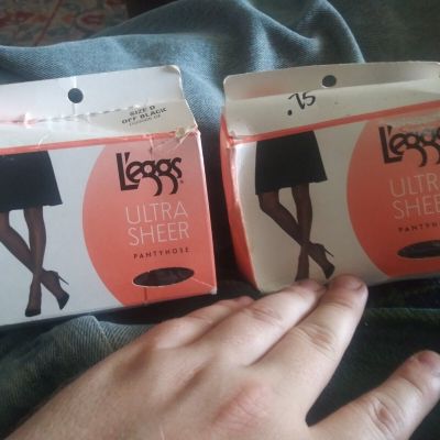 leggs ultra sheer size d off black reinforced panty 2 pairs