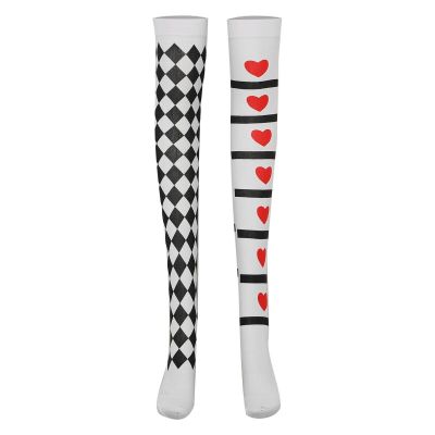 US Womens Socks Contrast Clown Cosplay Retro Stockings Classic Costume Accessory