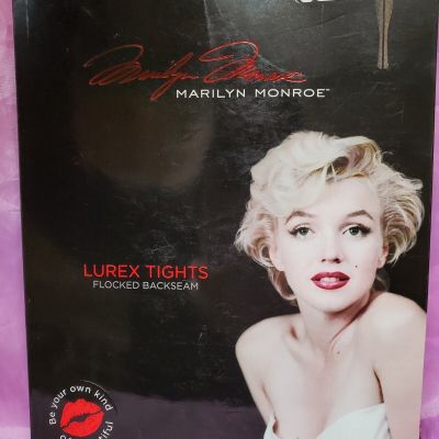 MARILYN MONROE Sparkle Glitter Flocked Backseam Lurex Tights Black NEW Sz A