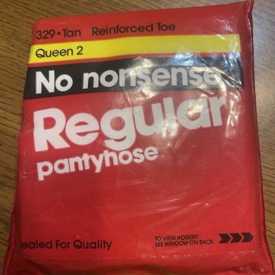 No Nonsense Regular Pantyhose #329 Reinforced Toe Tan Size Queen 2