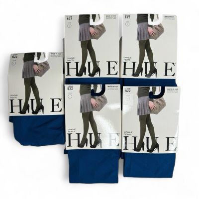 HUE Opaque Tight Womens Size 1 Imperial Blue 5 Pairs New