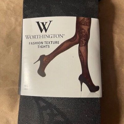 Worthington Fashion Texture Tights -Black Pattern-New in Pkg- Size M/L