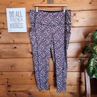 Chicos Zenergy So Slimming Animal Print Cropped Legging Athletic Plus Sz 3 16/18