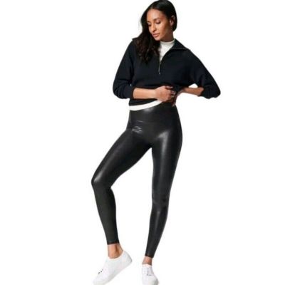 Spanx Black Minimalist Vegan Leather Shapewear Leggings Women's Size S