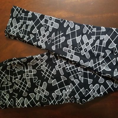 LuLaRoe Leggings OS, Black/Gray/White Abstract Geometric, NWT