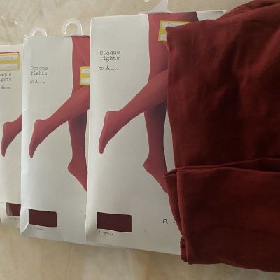 SEXY WOMEN OPAQUE TIGHTS LOT 5 -SALSA RED COLOR -SIZE M/L-BRAND A NEW DAY