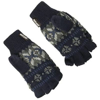 Mens Fairisle Flip Mitten- One Size Navy/Grey