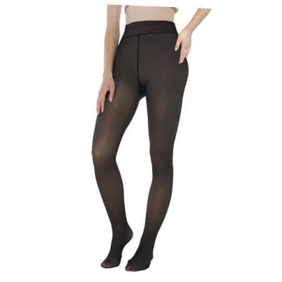 Fleece Lined Tights Sheer Women - Fake Translucent Warm Pantyhose Medium Black