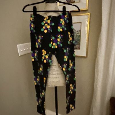 Mardi Gras Leggings, Purple, Green & Gold Dogs, Women’s One SIze