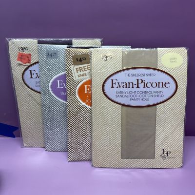 Vtg Lot Of 4 NIP EVAN -PICONE Pantyhose Different Colors And Types Small