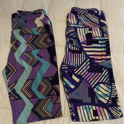 Women’s One Size Lularoe Leggings Lot Of 2 Multi Color NWOT