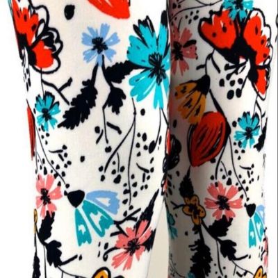 New Bright flowers Peachskin leggings Plus Size