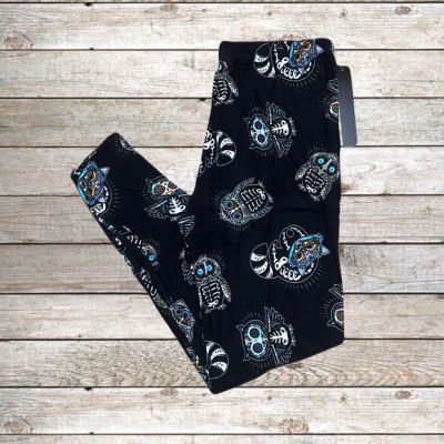 Women’s Leggings Size 1X-2X NWT Sugar Skull Owl Fox Print Stretchy Buttery Soft