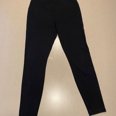 Women M Lysse Black Suede Stretch Shaping Leggings Pants Pull-On Ankle