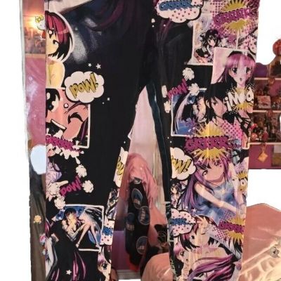 Legging Women Harajuku Fashion Kawaii Cute Manga Panels Unique Vintage