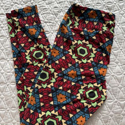 Lularoe TC Geometric Leggings Black, Red, Blue, Mint, Tan