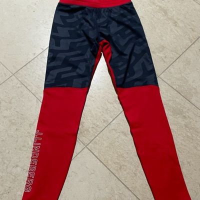 J Lindeberg Women Odyssey Windblock Tights AWJS06758 Cherry Red XS New with Tags