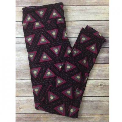 NWT LulaRoe TC Leggings Magenta Triangles On Black Women Tall & Curvy NEW LLR