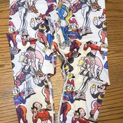 Superfresh Leggings, Cartoon Workout Girls Strong Woman Pattern, Size Large